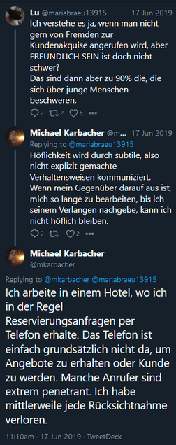 Ich verstehe es ja, wenn man nicht gern von Fremden zur Kundenakquise angerufen wird...