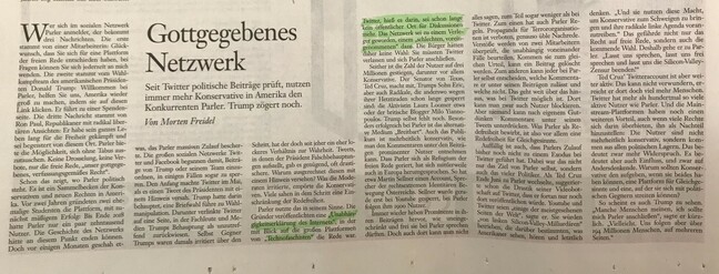 Zeitungsartikel "Gottgegebenes Netzwerk"