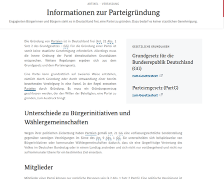 Informationen zur Parteigründung