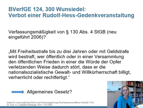 BVerfGE 124, 300 Wunsiedel:
Verbot einer Rudolf-Hess-Gedenkveranstaltung