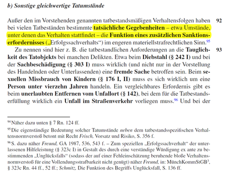 Sonstige gleichwertige Tatumstände