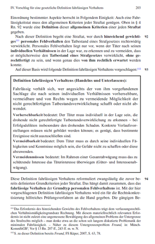 Definition fahrlässigen Verhaltens (Handelns und Unterlassens):