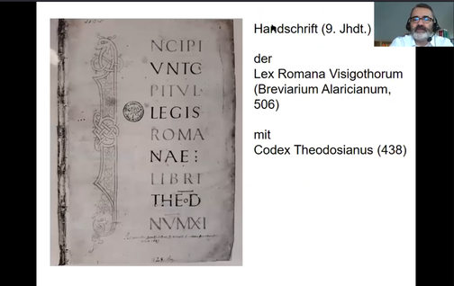 Handschrift 9. Jhdt der Lex Romana Visigothorum