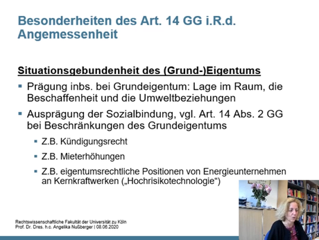 Besonderheiten des Art. 14 GG i.R.d. Angemessenheit