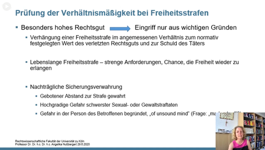Folie: Prüfung der Verhältnismäßigkeit bei Freiheitsstrafen