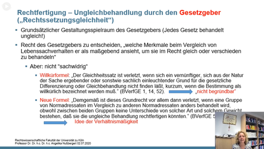 Rechtfertigung - Ungleichbehandlung durch den Gesetzgeber ("Rechtssetzungsgleichheit")