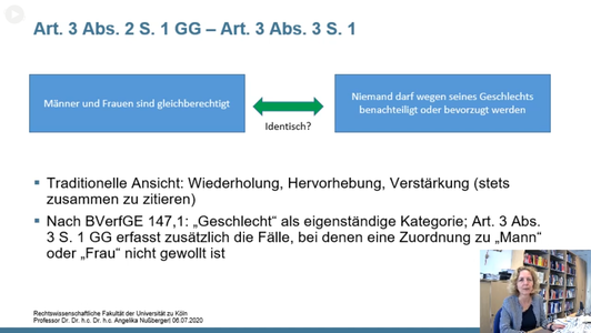 Art. 3 Abs. 2 S. 1 GG - Art. 3 Abs. 3 S. 1