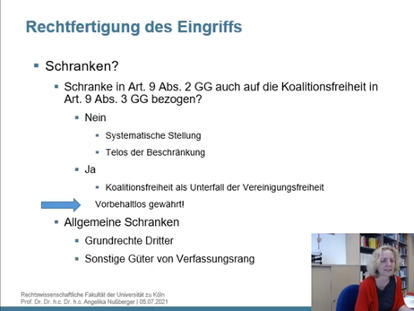 Rechtfertigung des Eingriffs