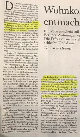 Markierungen

Immobilienunternehmen mit mehr als 3000 Wohnungen in Berlin. Bis zu 15 Unternehmen könnte es treffen, darunter Deutsche Wohnen und Vonovia.

Der Berliner Senat hat deshalb drei Gutachten beauftragt. In allen kommen die Juristen zum selben Schluss: Ja, eine Vergesellschaftung kann legal vertretbar sein. Es muss dafür ein Gemeinschaftszweck vorhanden sein", sagt Reiner Geulen, Verfassungsjurist und einer der Gutachter. "In diesem Fall ist er durch den desolaten Berliner Wohnungsmarkt begründet."