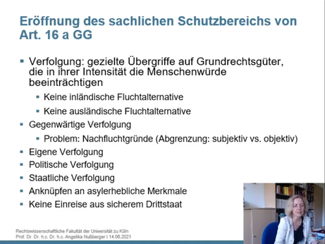 Folie: Eröffnung des sachlichen Schutzbereichs von Art. 16 a GG