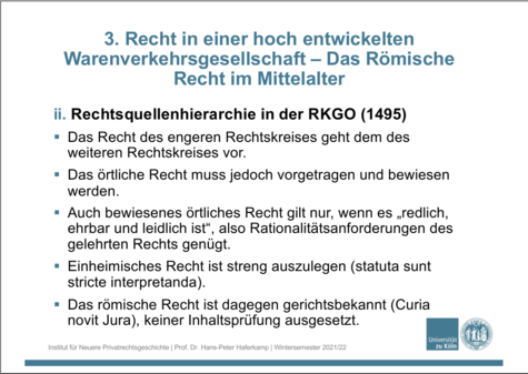 3. Recht in einer hoch entwickelten Warenverkehrsgesellschaft - Das Römische Recht im Mittelalter