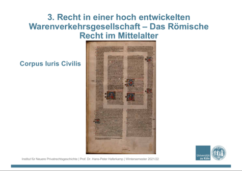 3. Recht in einer hoch entwickelten Warenverkehrsgesellschaft - Das Römische Recht im Mittelalter