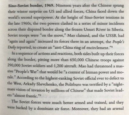 Buchseite abfotografiert. Überschrift der Textstelle: Sino-Soviet border, 1969.