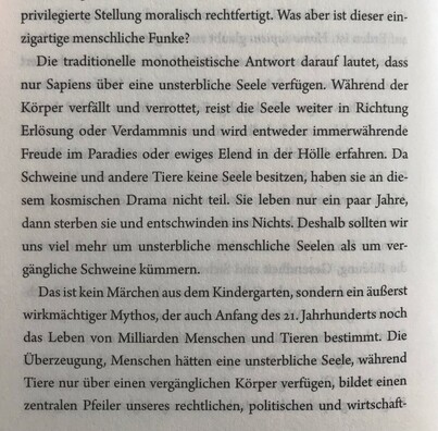 Abfotografierte zitierte Textstelle, S. 162f. aus Harari - Homo Deus.